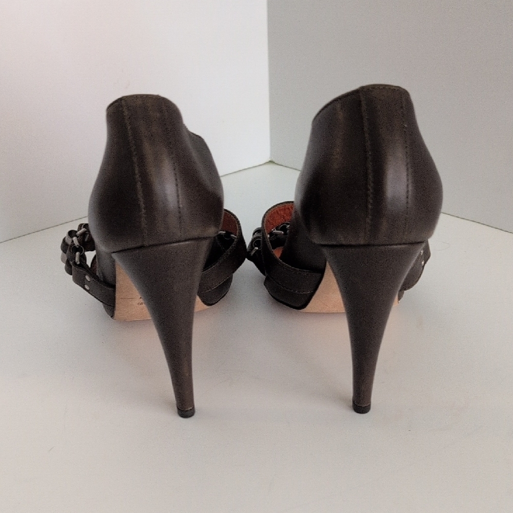 Gianfranco Ferre, Italy, Genuine Leather, Strappy Heels, Brown, Size 40, 9/9.5 - Picture 6 of 13